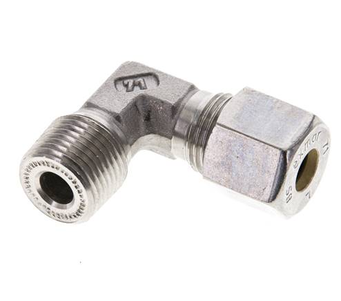 3/8'' NPT Macho x 8S Codo de compresión de 90 grados de acero inoxidable 630 Bar DIN 2353