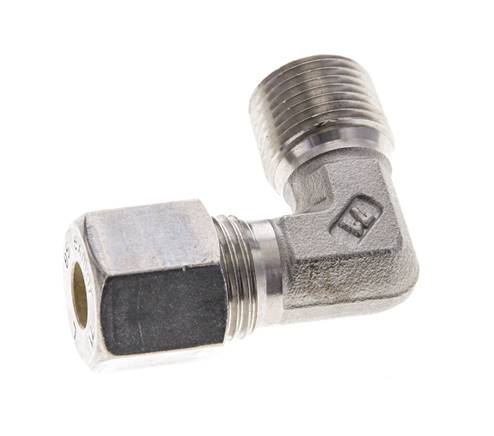 3/8'' NPT Macho x 8S Codo de compresión de 90 grados de acero inoxidable 630 Bar DIN 2353