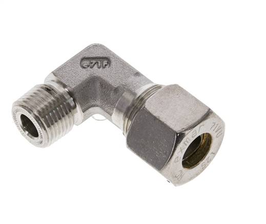 3/8'' NPT Macho x 12S Codo de compresión de 90 grados de acero inoxidable 630 Bar DIN 2353