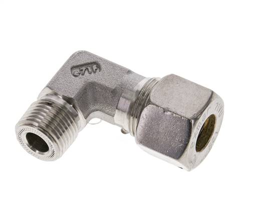 3/8'' NPT Macho x 12S Codo de compresión de 90 grados de acero inoxidable 630 Bar DIN 2353