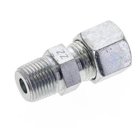 3/8'' NPT Macho x 10S Anillo de corte recto de acero galvanizado 630 Barra DIN 2353