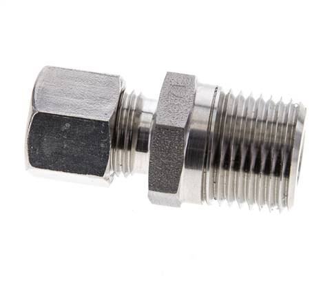 1/2'' NPT Macho x 10L Anillo de corte recto de acero inoxidable 315 Barra DIN 2353