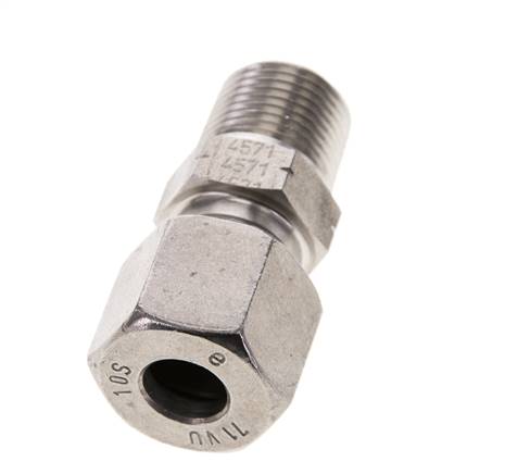 3/8'' NPT Macho x 10S Anillo de corte recto de acero inoxidable 630 Barra DIN 2353