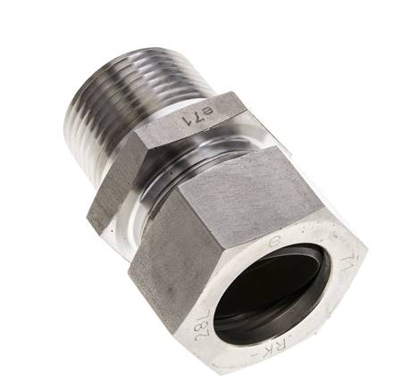 1'' NPT Macho x 28L Anillo de corte recto de acero inoxidable 160 Bar DIN 2353