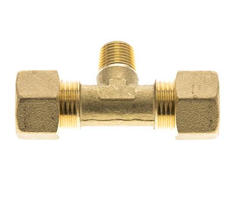 R 1/4'' Macho x 12mm Racor de compresión en T de latón 75 Bar DIN EN 1254-2