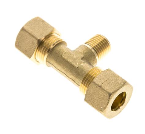 R 1/4'' Macho x 12mm Racor de compresión en T de latón 75 Bar DIN EN 1254-2