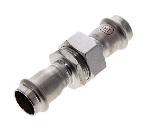 Racor de unión a presión - 22 mm hembra - Acero inoxidable con junta plana