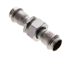 Racor de unión a presión - 22 mm hembra - Acero inoxidable con junta plana
