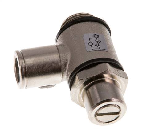 Válvula reguladora de caudal Codo de salida de contador 10 mm - G3/8'' Latón Tornillo ranurado Banjo
