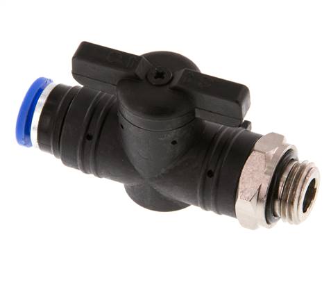 Válvula de bola recta de 2 vías 8 mm - G1/4'' Plástico/Latón