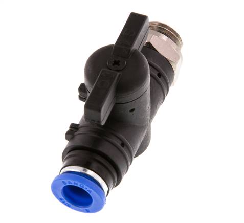 Válvula de bola recta de 2 vías 8 mm - G1/4'' Plástico/Latón