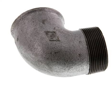 Rp 2'' x R 2'' F/M Codo de 90 grados de hierro fundido galvanizado 25 Bar