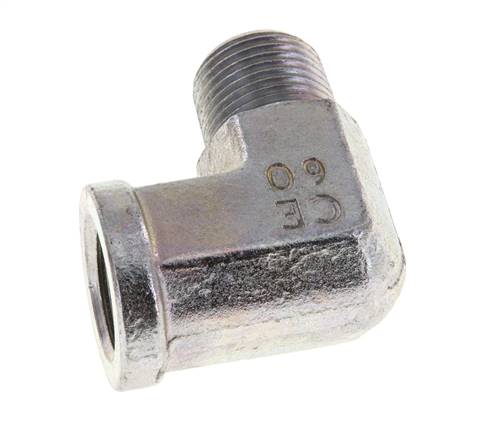 3/8'' NPT x 3/8'' NPT M/F Codo de 90 grados de acero galvanizado 210 Bar - Hidráulico