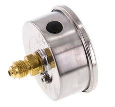 -1..0 Bar (-15..0 psi) Manómetro de glicerina Trasera Acero inoxidable/Latón 63 mm Clase 1.6