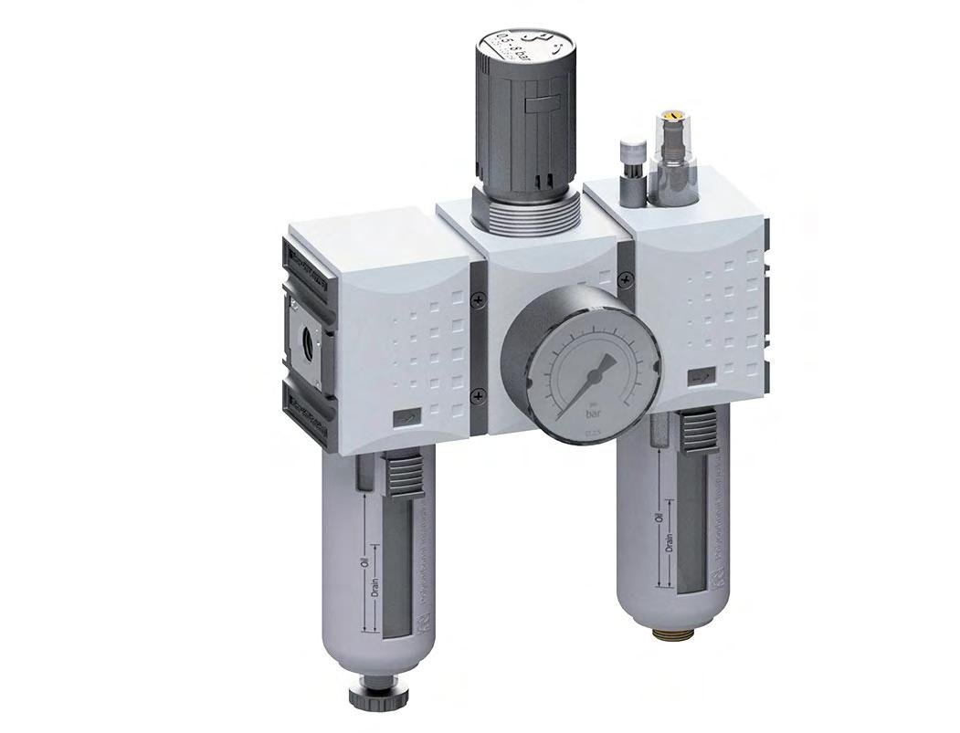 FRL 3 Partes G3/8'' 1750l/min 0.1-2.0bar/1-29psi Auto Metal Futura 1