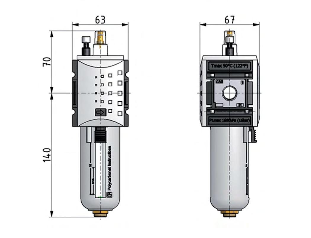 Lubricador G3/8'' de policarbonato Futura 2
