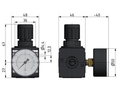 Regulador de presión G3/8'' 2100l/min 0,5-16,0bar/7-232psi Bloqueo de cilindro Multifix 1
