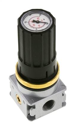 Regulador de presión G1/4'' 1450l/min 0.5-10.0bar/7-145psi Perilla de fundición de zinc con manómetro Multifix 0