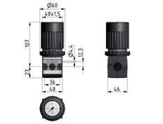 Regulador de presión G1/4'' 2100l/min 0.5-10.0bar/7-145psi Perilla de fundición de zinc con manómetro Multifix 1