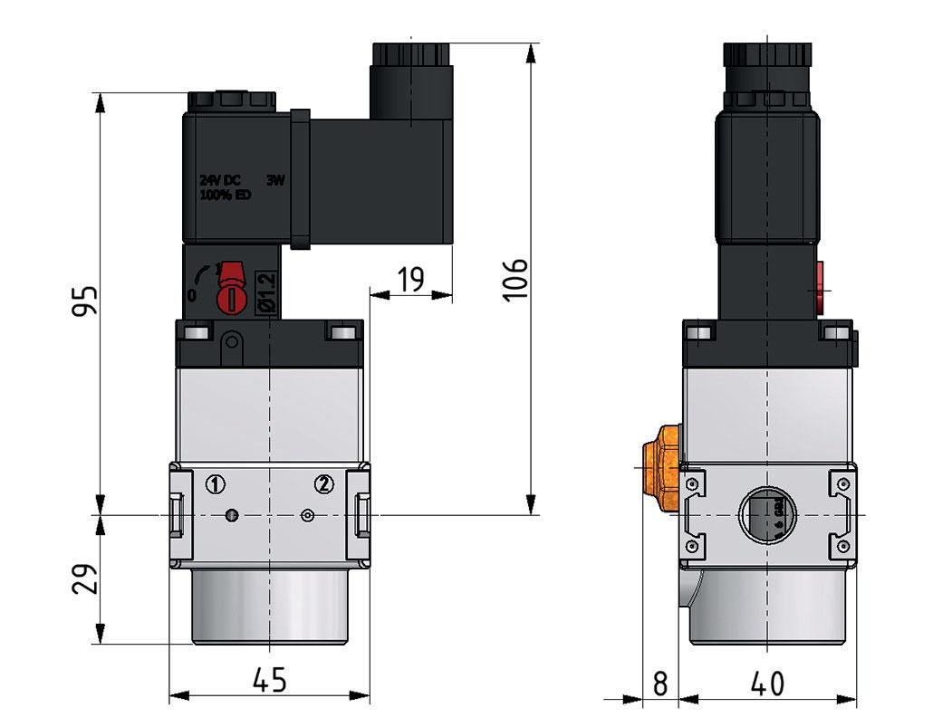 Válvula 3/2 G1/4 115VAC 1600 l/min Multifix 0