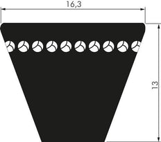 Correa trapezoidal dentada XPB 16.3x13 Li-4940mm Ld-5000mm DIN 7753