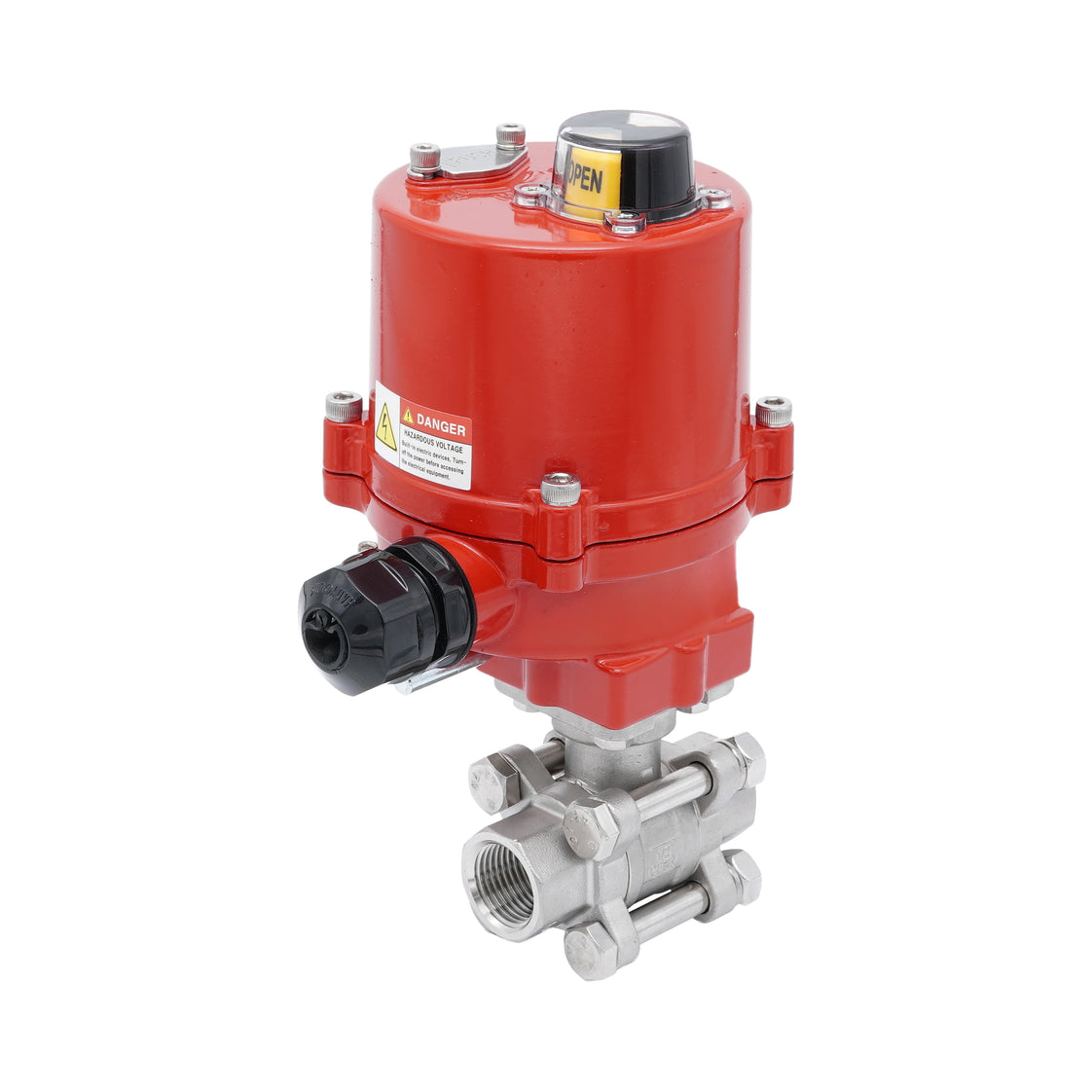 Válvula de Bola Eléctrica de Acero Inoxidable 2 Vías Rp 3/8'' 24 V AC/DC