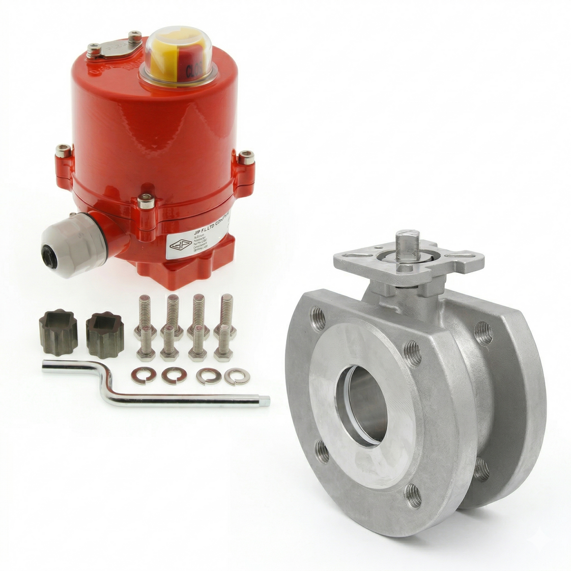 Válvula de Bola de Acero Inoxidable de 1 Pieza 2 Vías Bridadas Eléctrica DN20 PN40 100-240 V AC