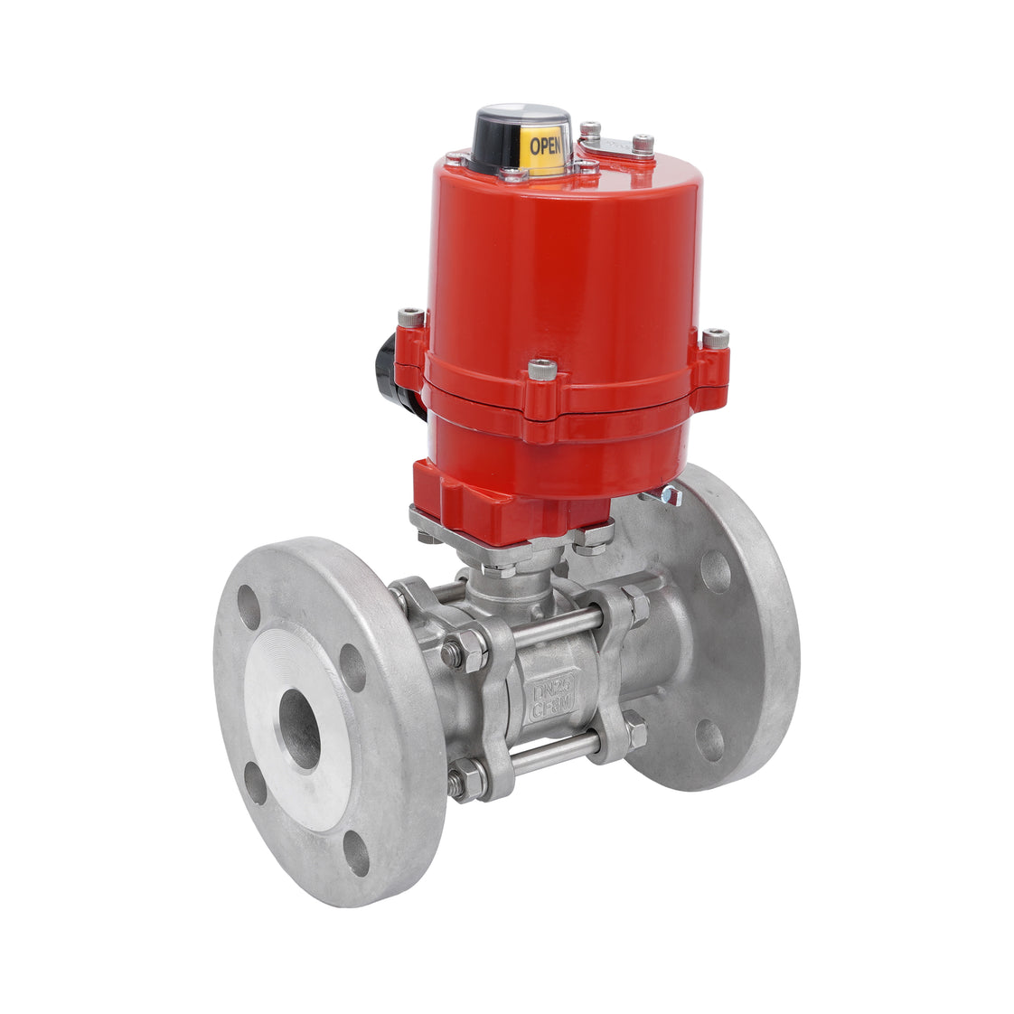 Válvula de Bola Eléctrica de Acero Inoxidable Bridadas 3 Piezas 2 Vías DN25 PN40 24 V AC/DC
