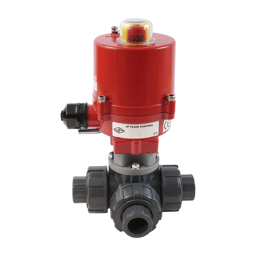 75mm Manguito para Cementar Válvula de Bola PVC Eléctrica 3 Vías Taladro en L 100-240 V CA PTFE/EPDM