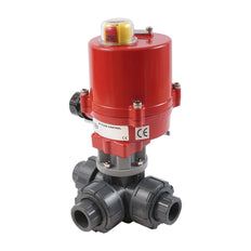 G3/4'' válvula de bola eléctrica PVC de 3 vías taladro en L 24 V CA/CC PTFE/EPDM