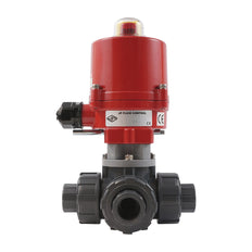 G2'' válvula de bola eléctrica PVC 3 vías taladro en T 24 V CA/CC PTFE/EPDM