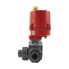 G3/4'' válvula de bola eléctrica PVC 3 vías taladro en T 100-240 V CA PTFE/EPDM