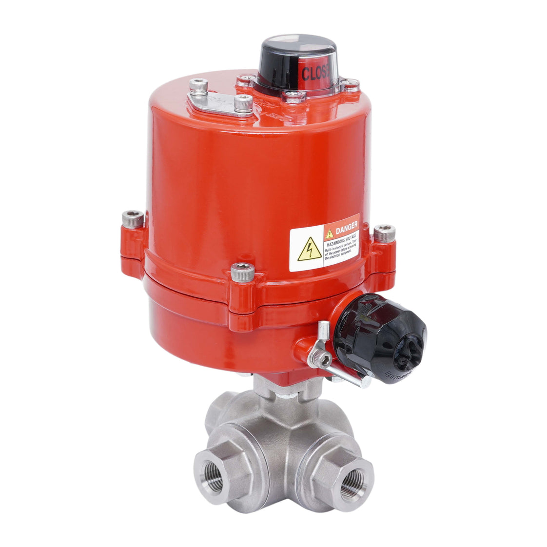 Válvula de Bola Eléctrica de 3 Vías T-Port de Acero Inoxidable Rp 1/4'' 24 V AC/DC
