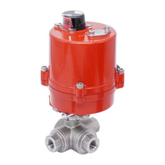 Válvula de Bola Eléctrica de 3 Vías T-Port de Acero Inoxidable Rp 3/8'' 12 V AC/DC
