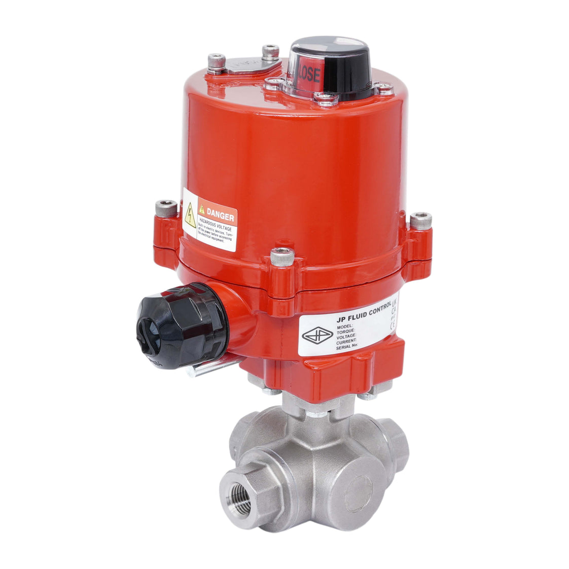 Válvula de Bola Eléctrica de 3 Vías T-Port de Acero Inoxidable Rp 1/4'' 12 V AC/DC