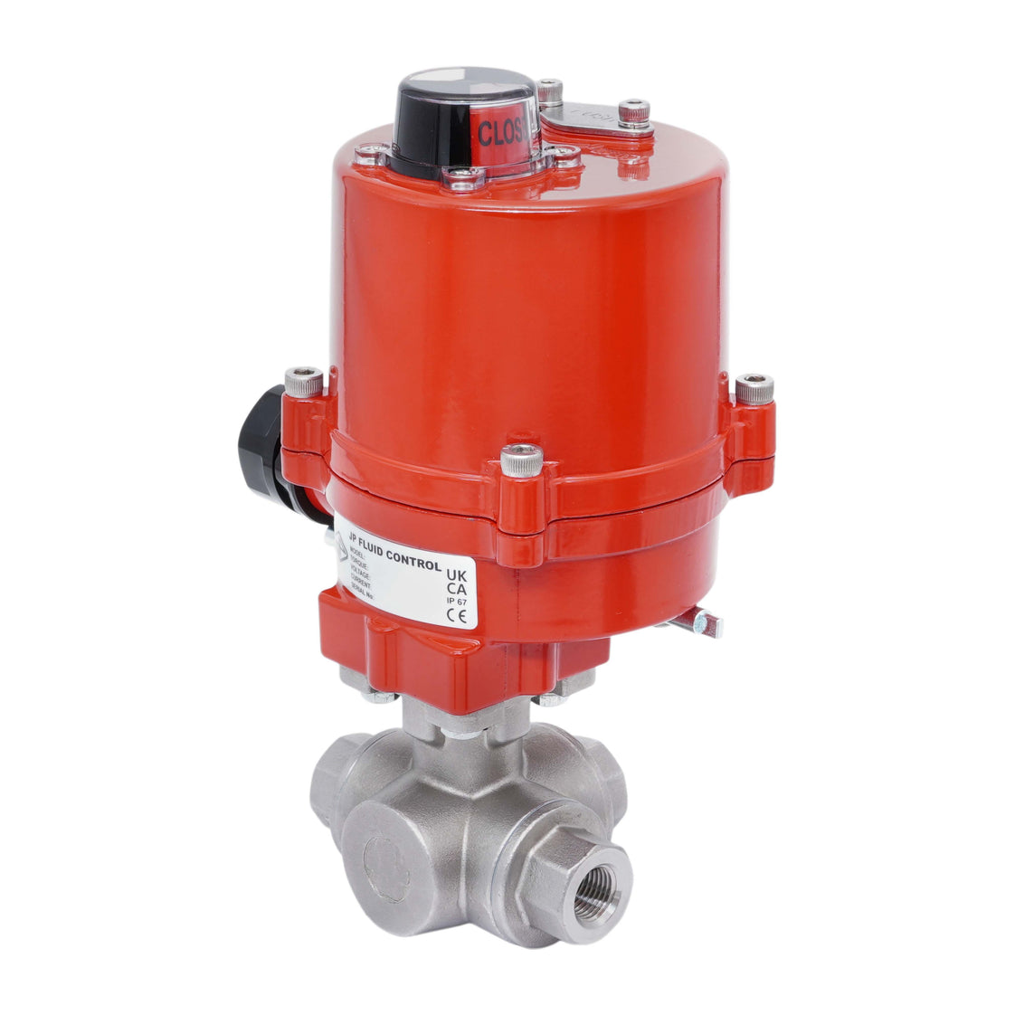 Válvula de Bola Eléctrica de 3 Vías T-Port de Acero Inoxidable Rp 1/4'' 24 V AC/DC