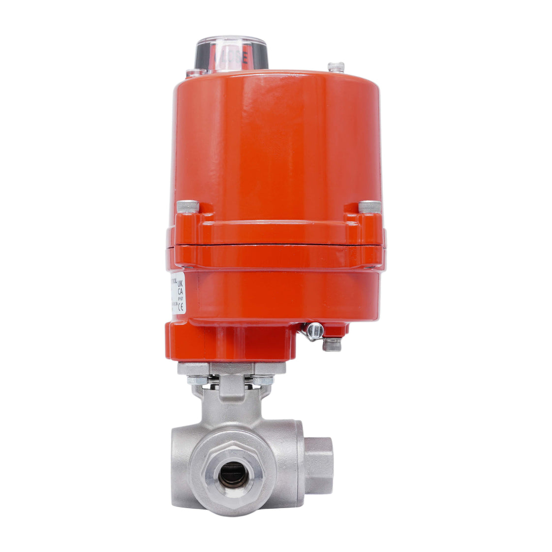 Válvula de Bola Eléctrica de 3 Vías T-Port de Acero Inoxidable Rp 1/4'' 24 V AC/DC