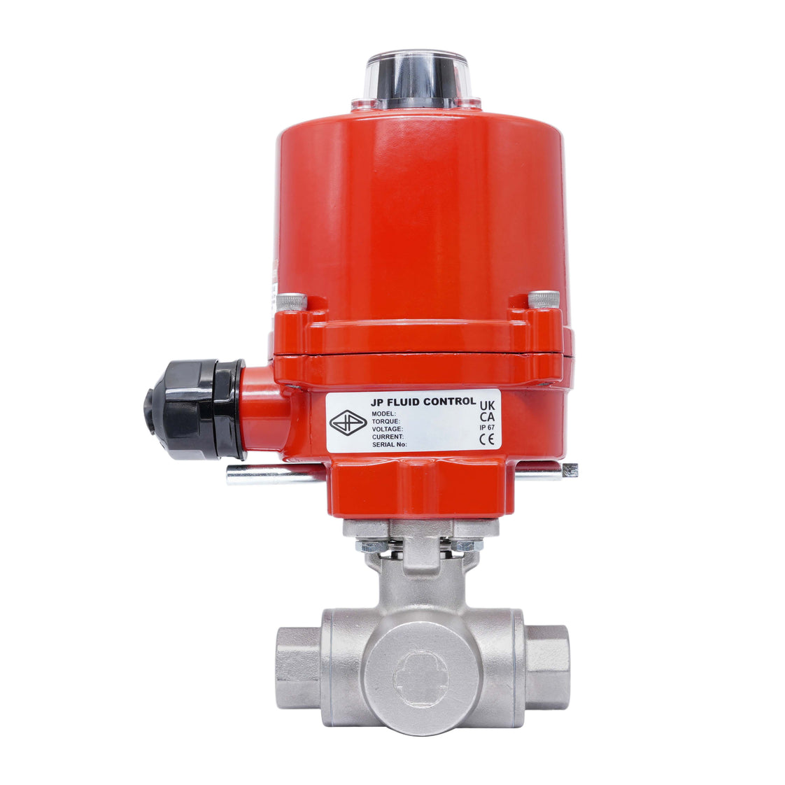 Válvula de Bola Eléctrica de 3 Vías T-Port de Acero Inoxidable Rp 3/8'' 24 V AC/DC