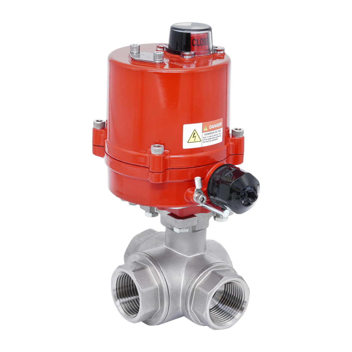 Válvula de Bola Eléctrica de Acero Inoxidable 3 Vías L-Port Rp 3/4'' 100-240 V AC