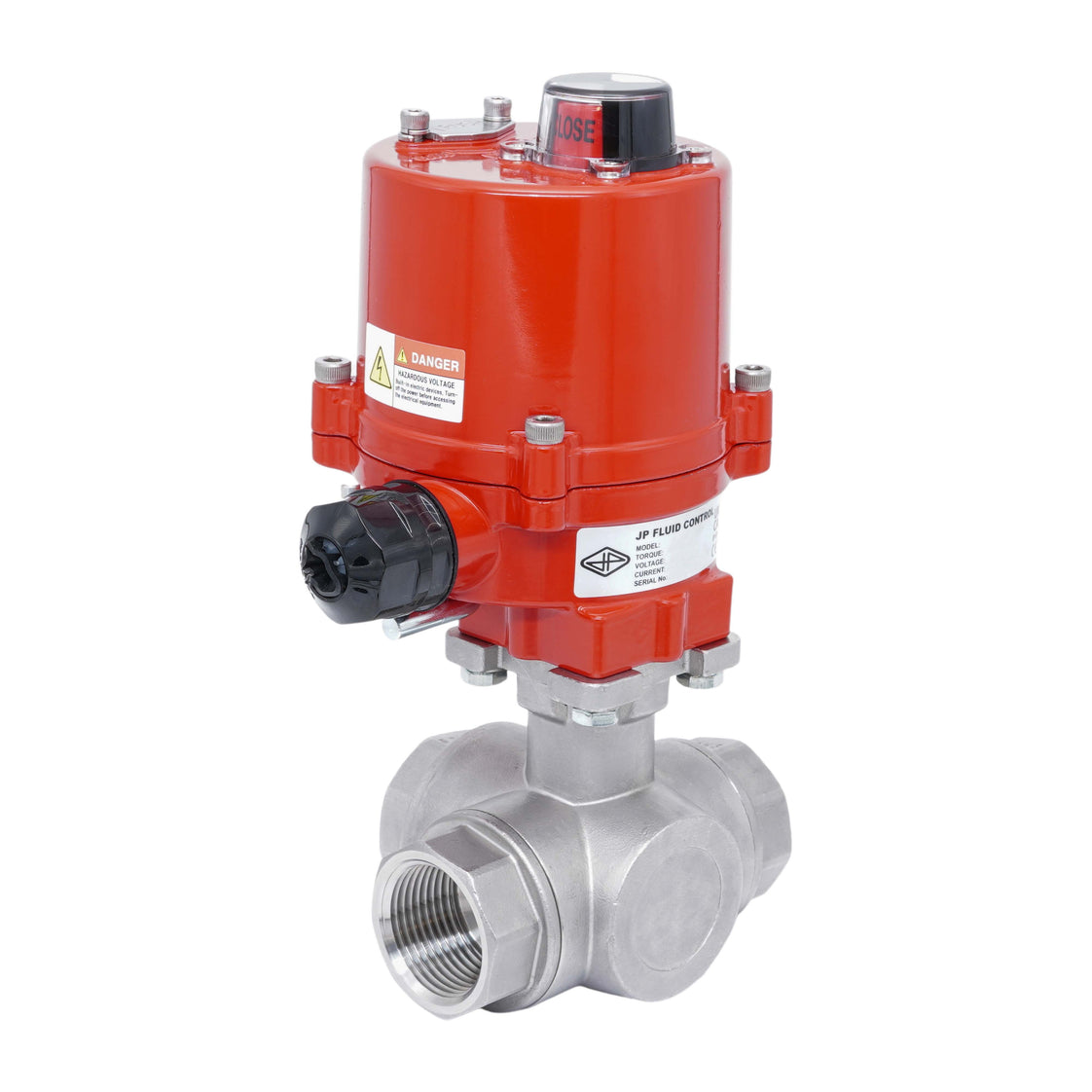 Válvula de Bola Eléctrica de Acero Inoxidable 3 Vías L-Port Rp 3/4'' 100-240 V AC