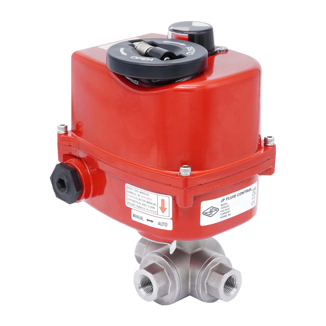 Válvula de Bola Eléctrica Modulante de Acero Inoxidable 3 Vías T-Port Rp 1/4'' 24 V AC/DC