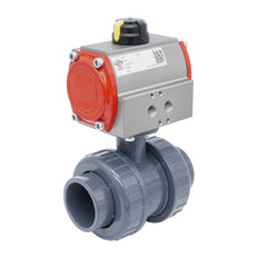 50mm Válvula De Bola Neumática PVC De 2 Vías Cierre Doble Efecto