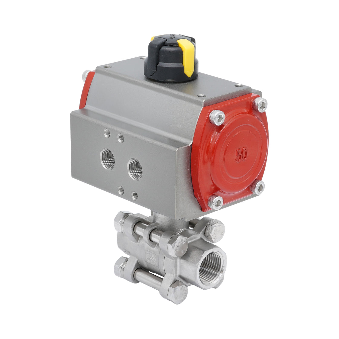 Válvula de Bola Neumática de Acero Inoxidable 2 Vías Rp 1'' Doble Efecto
