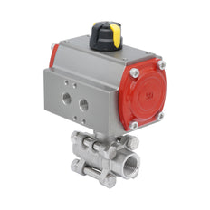 Válvula de Bola Neumática de Acero Inoxidable 2 Vías Rp 3/8'' Doble Efecto
