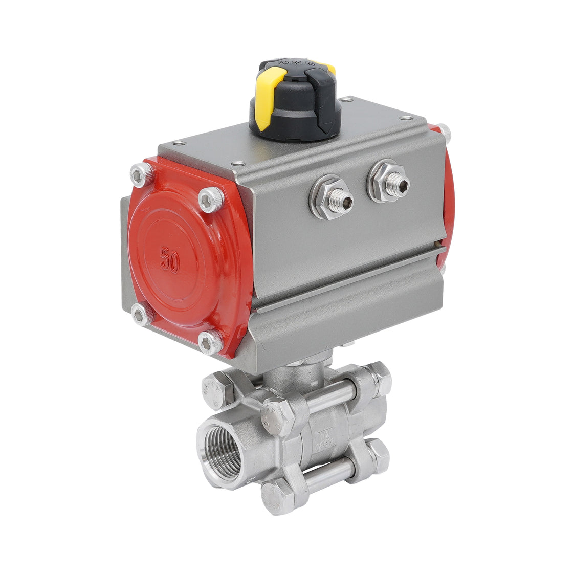 Válvula de Bola Neumática de Acero Inoxidable 2 Vías Rp 1'' Doble Efecto