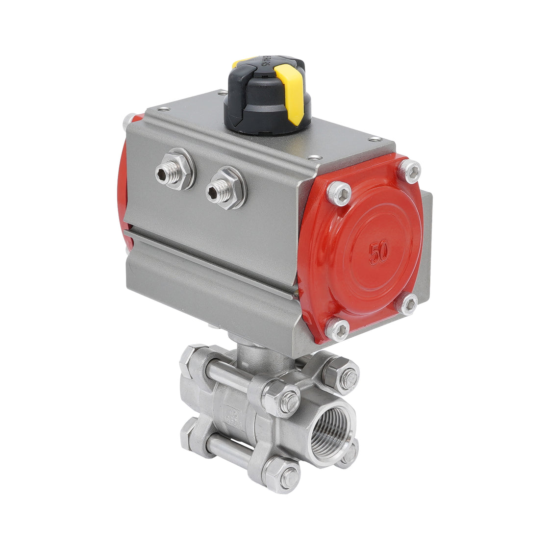 Válvula de Bola Neumática de Acero Inoxidable 2 Vías Rp 1'' Doble Efecto