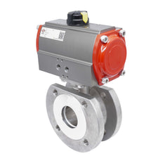 Válvula de Bola de Acero Inoxidable con Bridas Neumática 2 Vías de 1 Pieza DN15 PN40 Doble Efecto