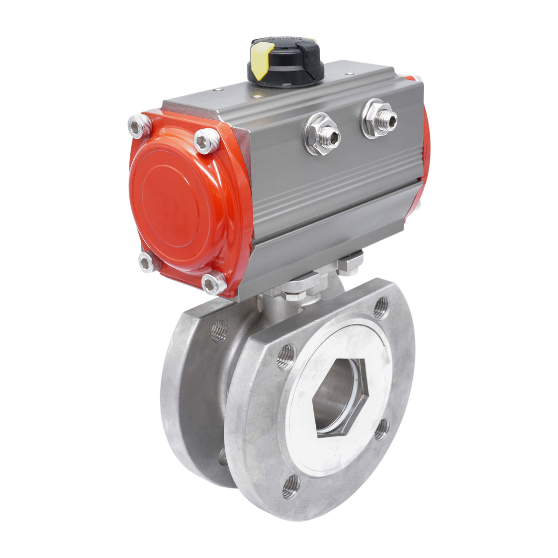 Válvula de Bola de Acero Inoxidable con Bridas Neumática 2 Vías de 1 Pieza DN20 PN40 Doble Efecto