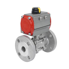 Válvula de Bola de Acero Inoxidable con Bridas Neumática 2 Vías de 3 Piezas DN20 PN40 Doble Efecto