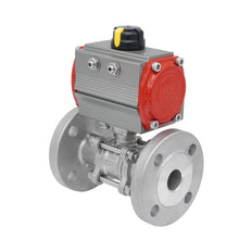 Válvula de Bola de Acero Inoxidable con Bridas Neumática 2 Vías de 3 Piezas DN15 PN40 Doble Efecto